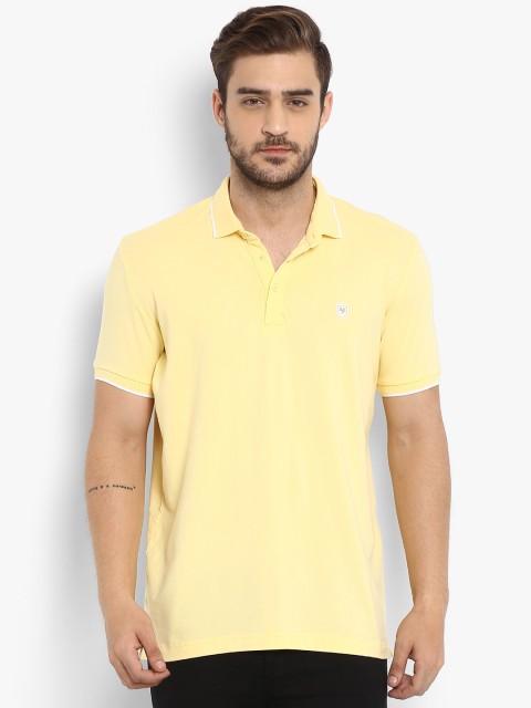 

Mufti Men Yellow Solid Polo Collar Pure Cotton T-shirt