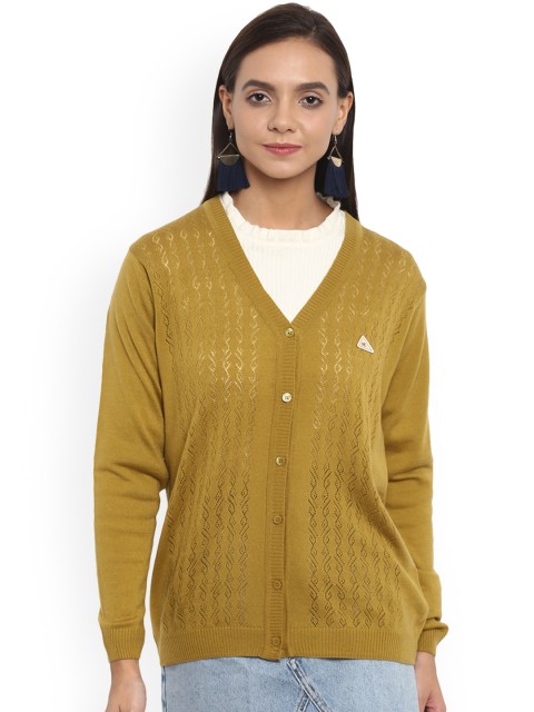 

Monte Carlo Women Mustard Brown Solid Cardigan