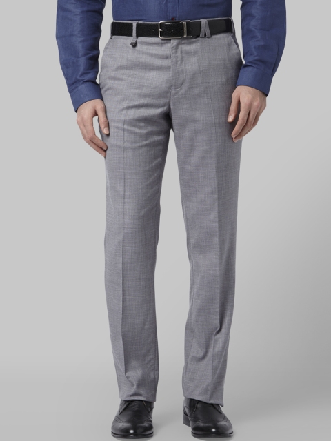 

Park Avenue Men Grey Slim Fit Self Design Formal Trousers