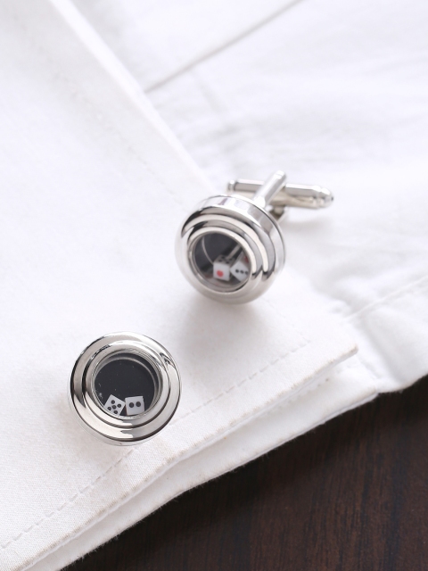 

Tistabene Silver-Toned Geometric Cufflinks