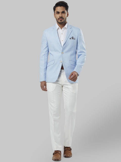 

Raymond Men Blue & White Solid Formal Single-Breasted Suit