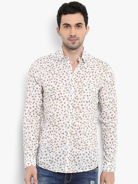 

Mufti Men White & Brown Slim Fit Printed Casual Shirt