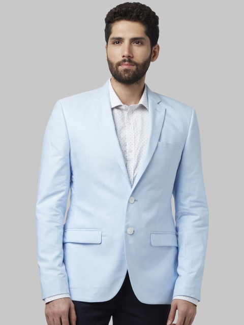 

Park Avenue Men Blue Single Breasted Pure Cotton Blazer