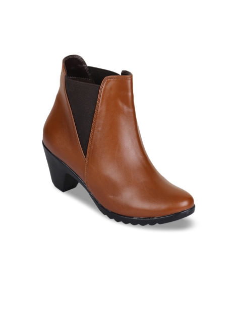 

Bruno Manetti Women Tan Brown Solid Heeled Boots