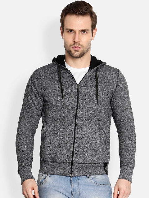

AWG - ALL WEATHER GEAR Men Charcoal Grey Solid Hooded Sweatshirt