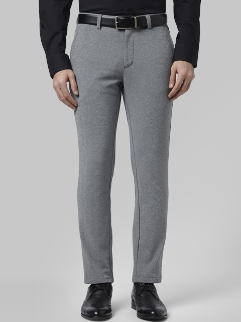 

Park Avenue Men Grey & Black Regular Fit Solid Formal Trousers