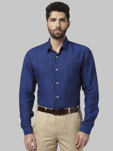 

Park Avenue Men Blue Slim Fit Self Design Linen Formal Shirt
