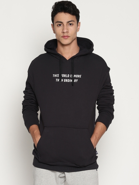 

Soul Space Men Charcoal Printed Hooded Sweatshirt