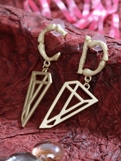 

SASSAFRAS Gold-Plated Geometric Drop Earrings