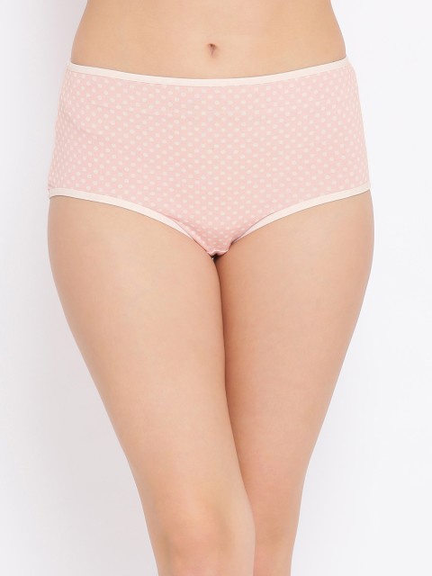 

Clovia Women Pink & White Self Design Hipster Briefs PN2919P22XL
