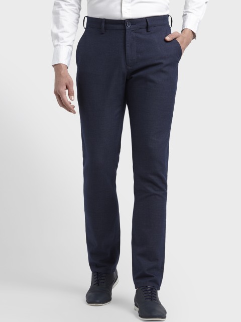 

ColorPlus Men Navy Blue Regular Fit Self Design Regular Trousers