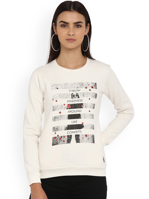

Monte Carlo Women White Printed Sweatshirt