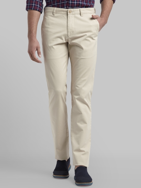 

Parx Men Cream-Coloured Slim Fit Solid Regular Trousers