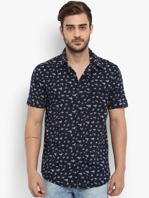 

Mufti Men Navy Blue Slim Fit Printed Casual Shirt