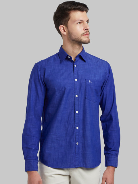 

Parx Men Blue Slim Fit Self Design Casual Shirt