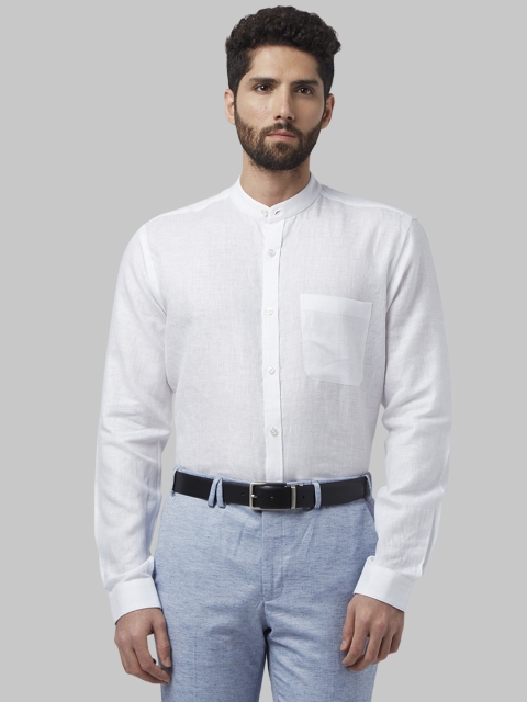 

Park Avenue Men White Slim Fit Solid Linen Formal Shirt