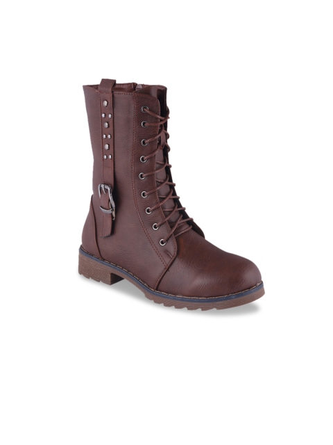 

MSC Women Brown Solid Heeled Boots