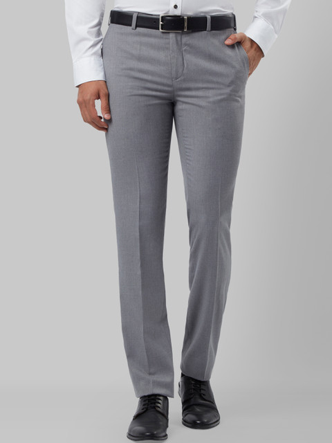 

Raymond Men Grey Slim Fit Self Design Formal Trousers
