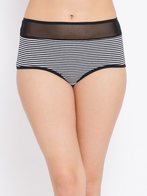 

Clovia Women Black & White Striped Hipster Briefs PN2931A13XL