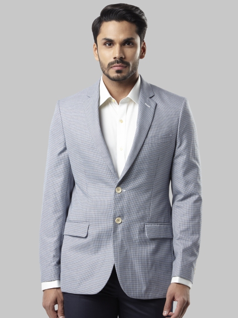 

Raymond Men Blue Checked Single-Breasted Blazer