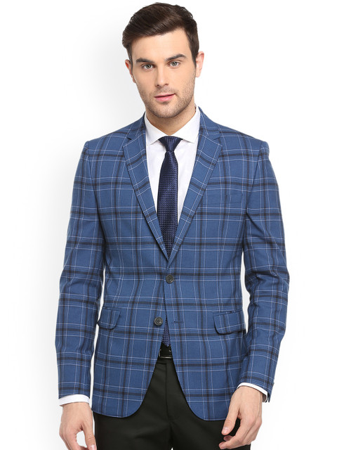 

Van Heusen Sport Blue Checked Single-Breasted Blazer