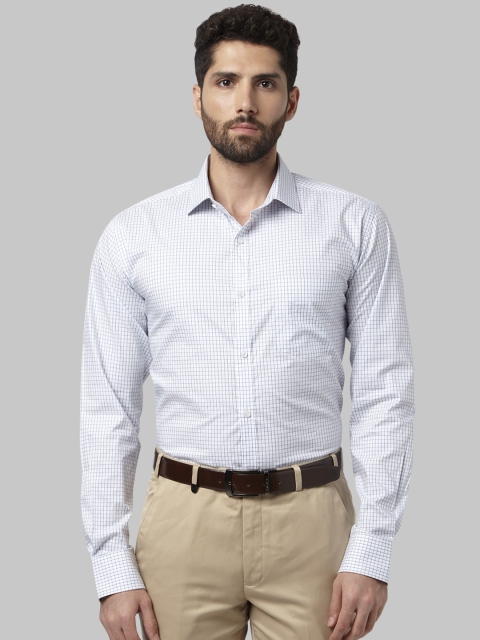 

Park Avenue Men White & Blue Slim Fit Checked Formal Shirt