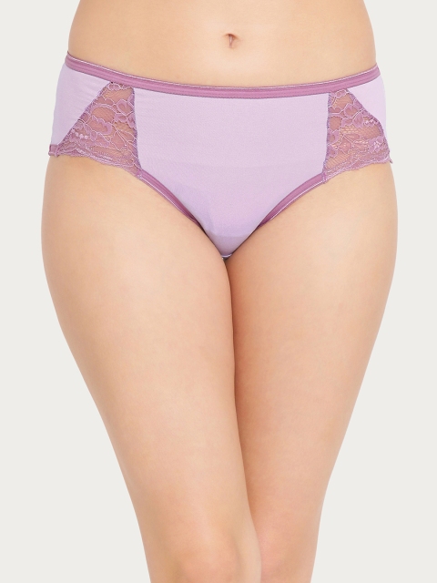 

Clovia Women Purple Self Design Hipster Briefs PN2888P12XL