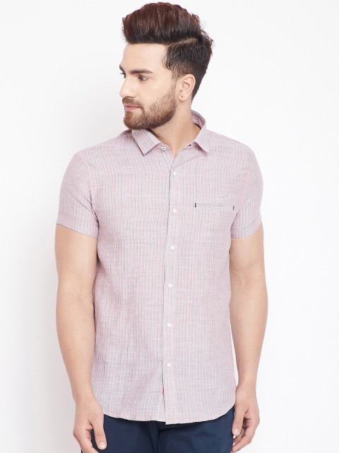 

Canary London Men Red & Grey Slim Fit Striped Casual Shirt