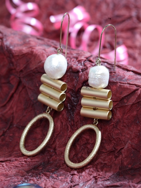 

SASSAFRAS Gold-Plated Circular Drop Earrings