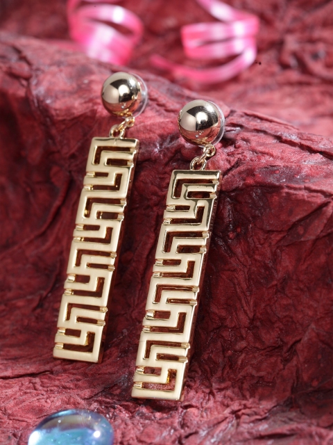 

SASSAFRAS Gold-Plated Geometric Drop Earrings