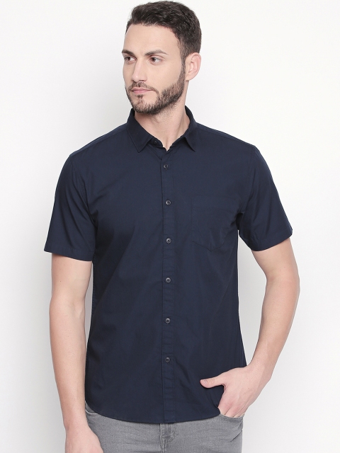 

BYFORD by Pantaloons Men Navy Blue Slim Fit Solid Casual Shirt