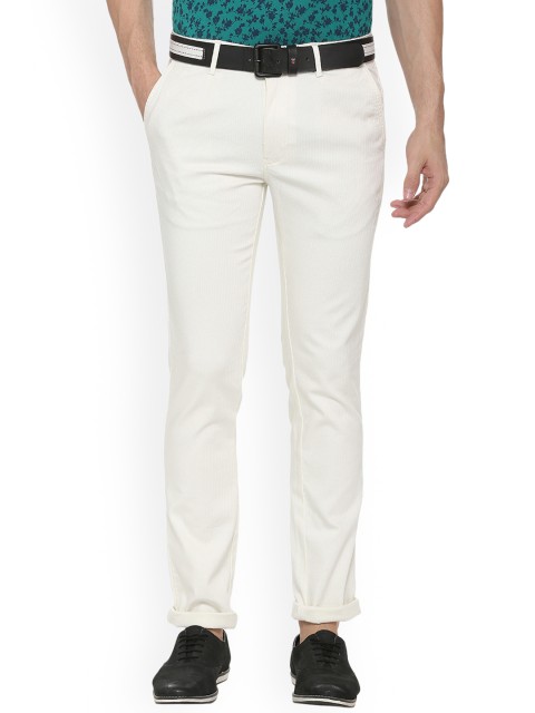 

V Dot Men White Slim Fit Solid Regular Trousers