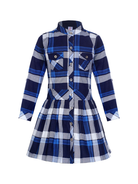 

naughty ninos Girls Navy Blue Checked Shirt Dress