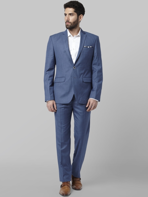 

Park Avenue Men Solid Formal Single-Breasted Suit, Blue