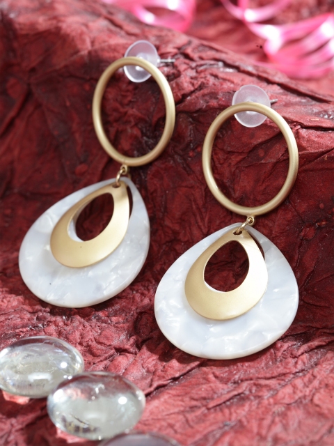

SASSAFRAS Gold-Plated Contemporary Drop Earrings