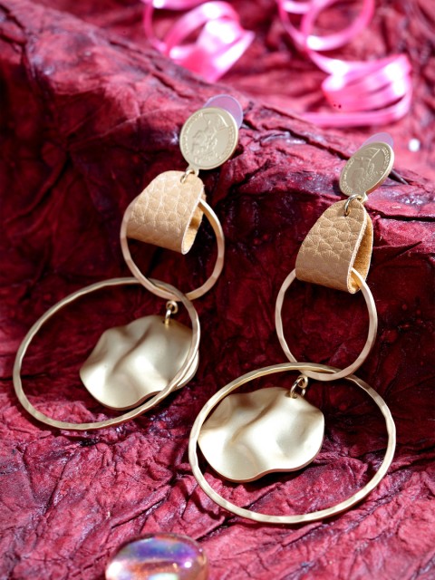 

SASSAFRAS Gold-Plated Contemporary Drop Earrings