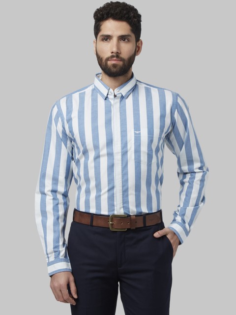 

Park Avenue Men Blue & White Slim Fit Striped Formal Shirt