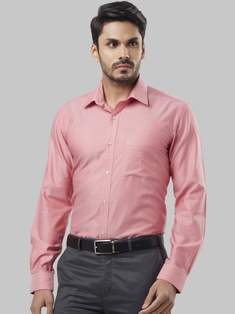 

Raymond Men Coral Pink Regular Fit Self Design Formal Shirt