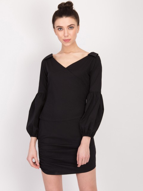 

LA LOFT Women Black Solid Sheath Dress