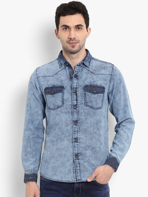 

Mufti Men Blue Slim Fit Faded Casual Shirt