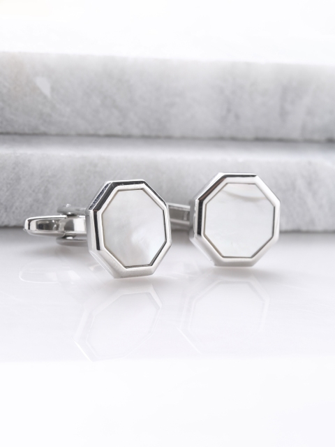 

Tistabene Silver-Toned Geometric Cufflinks