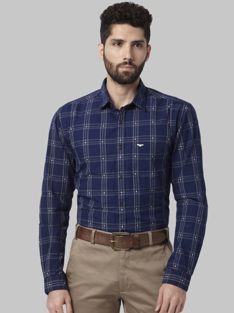 

Park Avenue Men Blue Slim Fit Checked Formal Shirt
