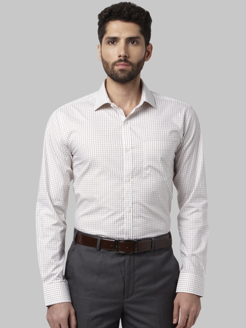 

Park Avenue Men White Slim Fit Checked Formal Shirt
