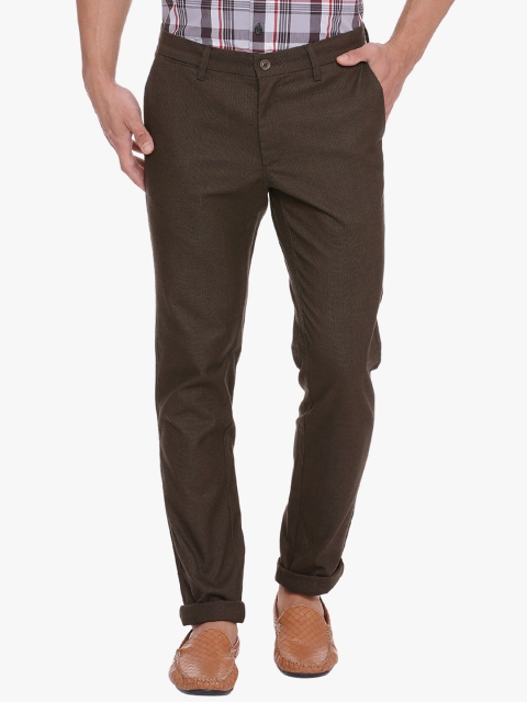 

Basics Men Brown Skinny Fit Solid Regular Trousers