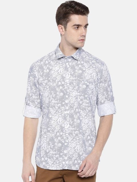 

CP BRO Men Grey & White Slim Fit Printed Casual Shirt