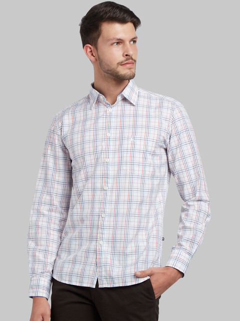 

Parx Men Red & White Slim Fit Checked Casual Shirt