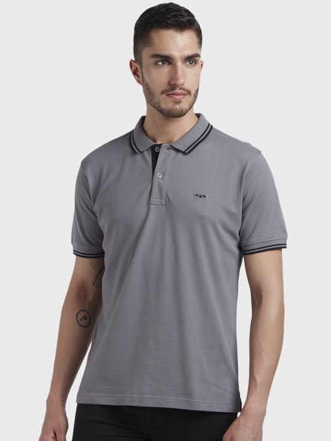 

ColorPlus Men Grey Solid Polo Collar T-shirt