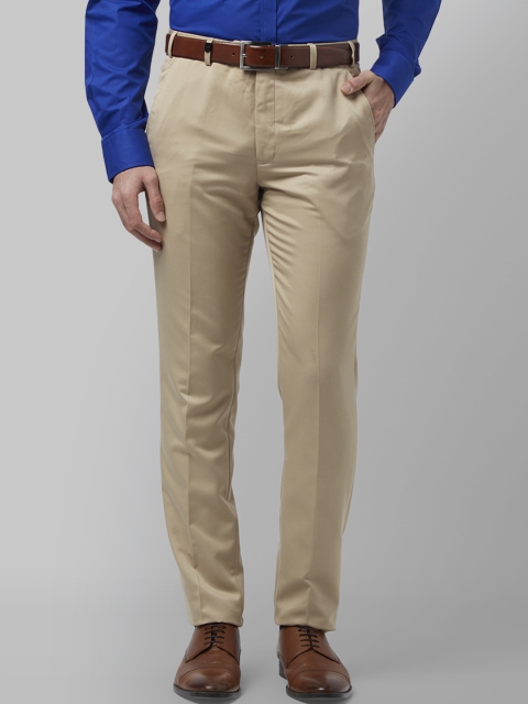 

Park Avenue Men Khaki Regular Fit Self Design Formal Trousers