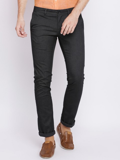 

Basics Men Charcoal Skinny Fit Solid Regular Trousers