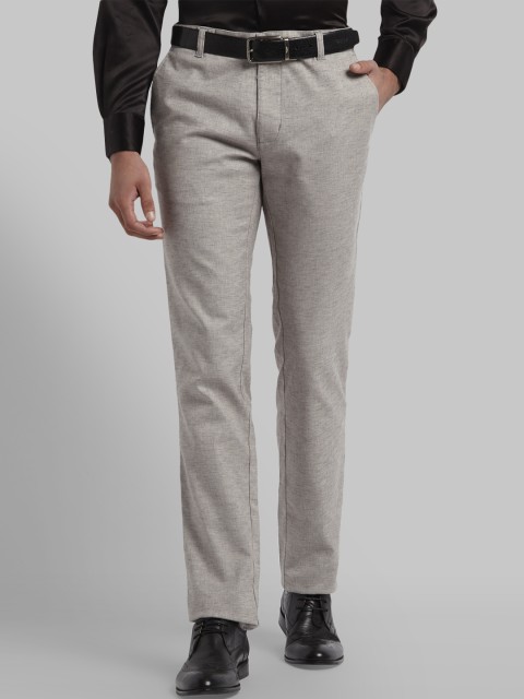 

Parx Men Grey Slim Fit Solid Regular Trousers